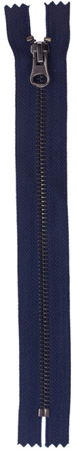 Coats Gunmetal Closed End Zipper 9"-Navy - F68 9-4900