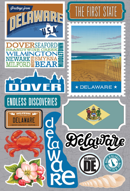 Reminisce Jet Setters 3.0 Dimensional Stickers-Delaware - JET-007 - 810040175800