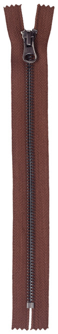 Coats Gunmetal Closed End Zipper 9"-Seal Brown - F68 9-8380