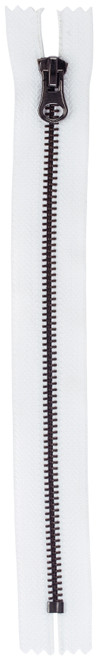 Coats Gunmetal Closed End Zipper 14"-White - F68 14-0100