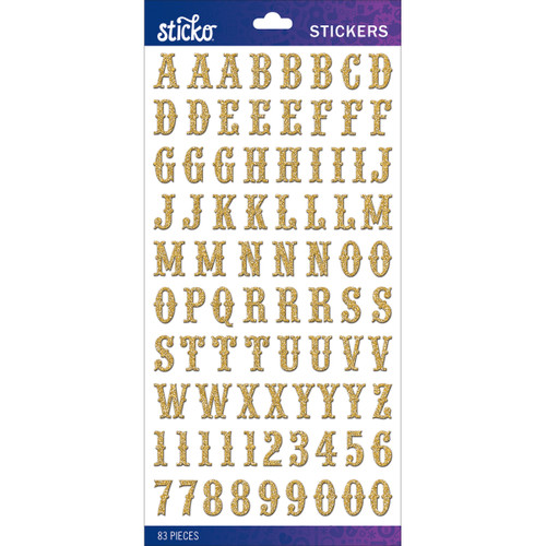 6 Pack - Sticko Alphabet Stickers-Gold Glitter Carnival Small - E5290140 - 015586816945
