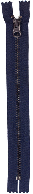 Coats Gunmetal Closed End Zipper 14"-Navy - F68 14-4900
