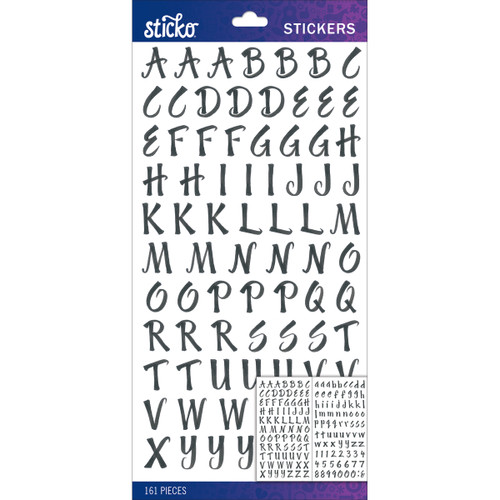 6 Pack - Sticko Alphabet Stickers-Black Brush Small - E5290159 - 015586817133