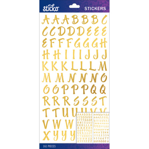 6 Pack - Sticko Alphabet Stickers-Gold Foil Brush Small - E5290163 - 015586817171