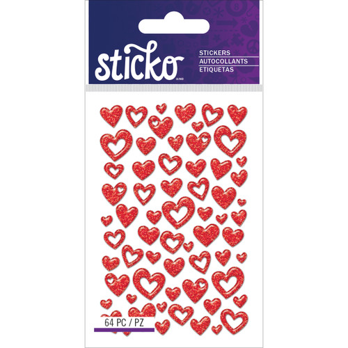 3 Pack - Sticko Stickers-Red Hearts - E5260147 - 015586799347