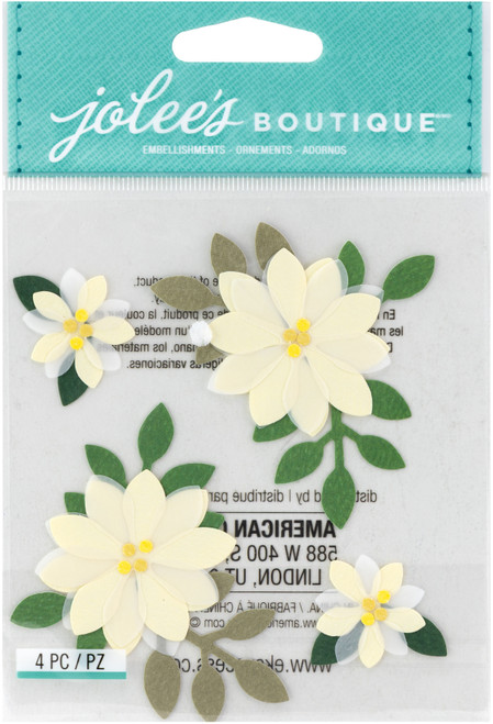 3 Pack - Jolee's Boutique Dimensional Stickers-Vanilla Flowers - SPJC-034 - 015586537833