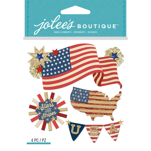 3 Pack - Jolee's Boutique Dimensional Stickers-American Flag - E5021966 - 015586972443