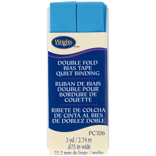 3 Pack - Wrights Double Fold Quilt Binding .875"X3yd-Porcelain Blue - 117-706-121 - 070659894923