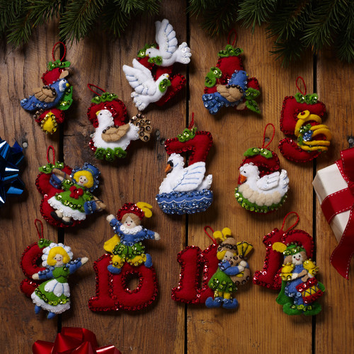 Bucilla Felt Ornaments Applique Kit Set Of 12-Twelve Days Of Christmas - 89446E - 046109894461