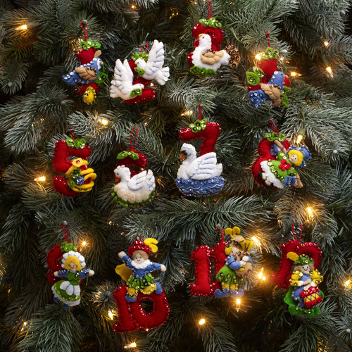 Bucilla Felt Ornaments Applique Kit Set Of 12-Twelve Days Of Christmas - 89446E