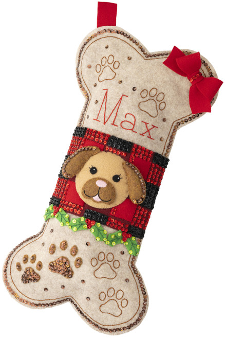 Bucilla Felt Stocking Applique Kit 18" Long-Doggy Treat - 89315E - 046109893150