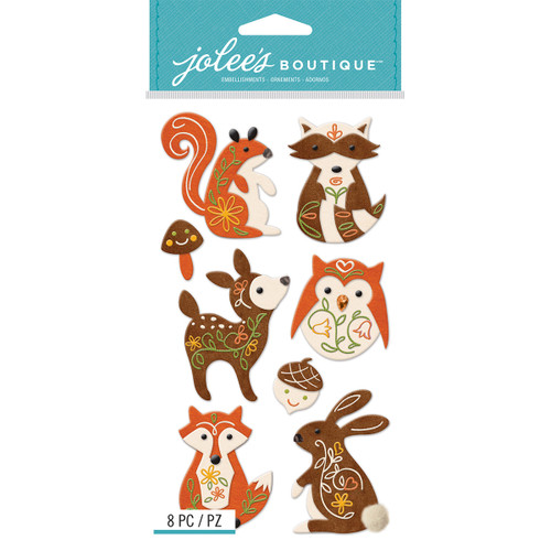 3 Pack - Jolee's Le Grande Dimensional Stickers-Woodland Felt Animals - E5051034