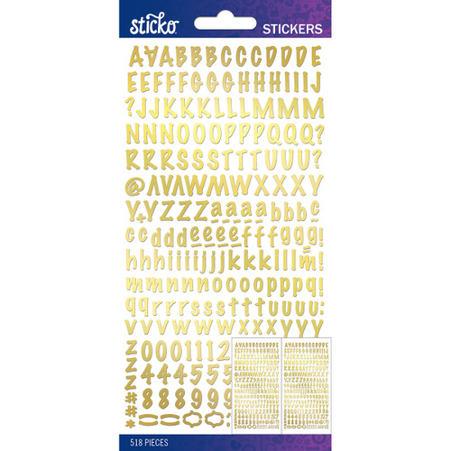 6 Pack - Sticko Alphabet Stickers-Gold Foil Marker Small - E5290295 - 015586903904