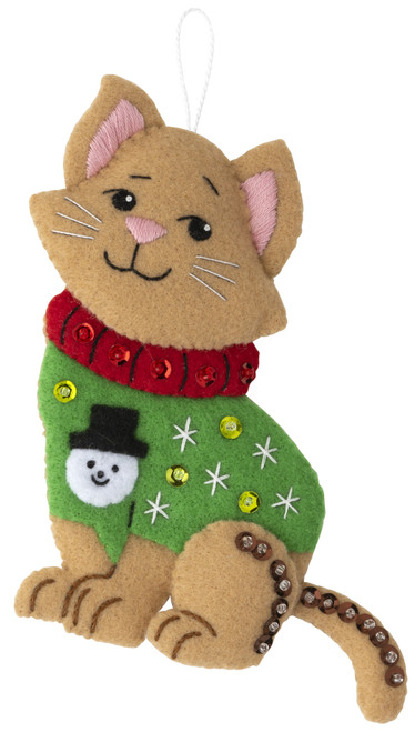 Bucilla Felt Ornaments Applique Kit Set Of 6-Cats In Ugly Sweaters - 89381E Bucilla Felt Ornaments Applique Kit Set Of 6-Cats In Ugly Sweaters - 89381E