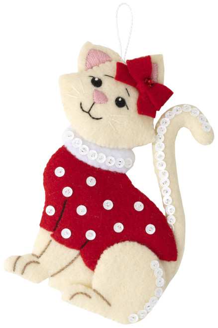 Bucilla Felt Ornaments Applique Kit Set Of 6-Cats In Ugly Sweaters - 89381E