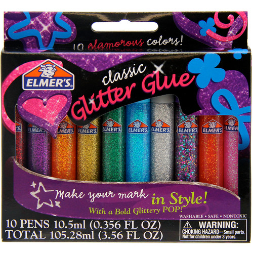 3 Pack - Elmer's 3D Washable Glitter Glue Pens 10/Pkg-Classic Rainbow - E199 - 026000001991