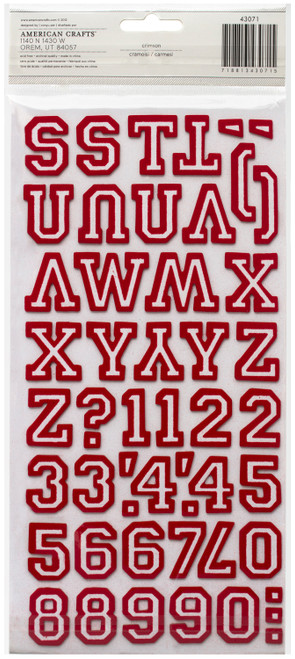 3 Pack - American Crafts Chipboard Alphabet Stickers-Letterman-Crimson Glitter, 91/Pkg - 43071