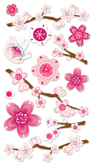 3 Pack - Sticko Dimensional Stickers-Cherry Blossom - PP1VEL01