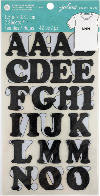 3 Pack - Jolee's Iron-On Letters 1.5"-Black Glitter - 50-40686 - 015586850437
