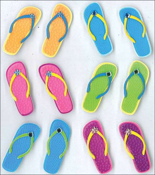 3 Pack - Jolee's Cabochon Dimensional Repeat Stickers-Flip-Flops - E5020821 - 015586890235