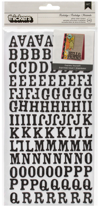 3 Pack - American Crafts Chipboard Alphabet Stickers-Rockabye-Black Glitter, 242/Pkg - 43028 - 718813430289