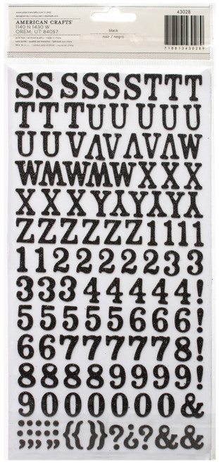 3 Pack - American Crafts Chipboard Alphabet Stickers-Rockabye-Black Glitter, 242/Pkg - 43028