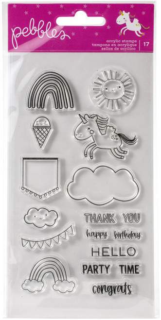 3 Pack - Pebbles Live Life Happy Clear Stamps- - PB736925 - 646247369250