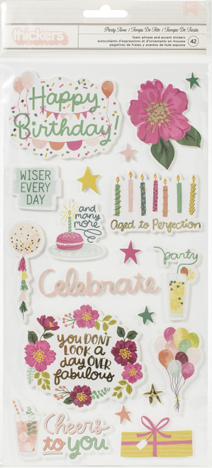 3 Pack - And Many More Thickers Stickers 42/Pkg-Party Time Phrase/Foam & Chipboard - PP311051 - 718813110518