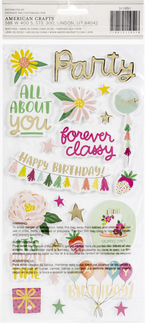 3 Pack - And Many More Thickers Stickers 42/Pkg-Party Time Phrase/Foam & Chipboard - PP311051