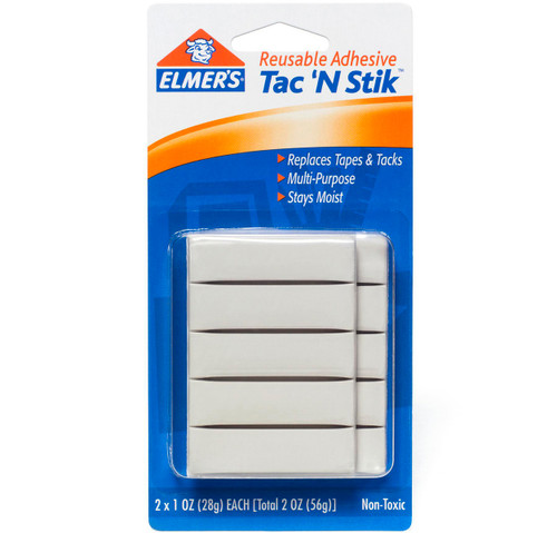 6 Pack - Elmer's Tac 'n Stik Reusable Adhesive Putty-2oz - 98620LMR - 072161986202