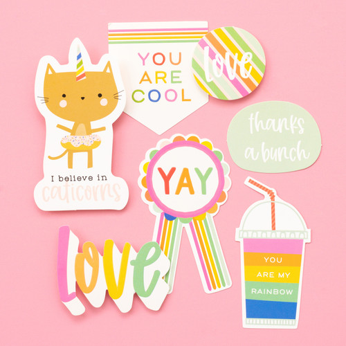 3 Pack - Pebbles Live Life Happy Ephemera Cardstock Die-Cuts 40/Pkg-Phrase W/Foil Accents - PB736924