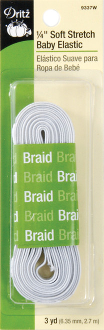 4 Pack - Dritz Soft Stretch Braided Elastic 1/4"X3yd-White - 9337-W - 072879093377