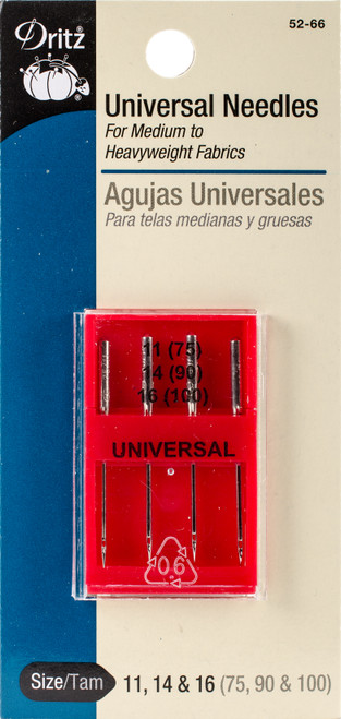 6 Pack - Dritz Universal Point Machine Needles-Sizes 11/75, 14/90 & 16/100 - 52-66 - 072879102956