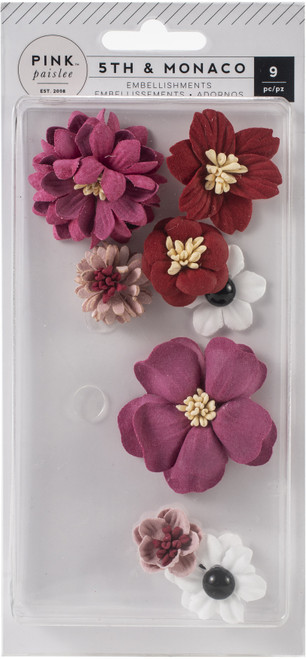 3 Pack - 5th & Monaco Dimensional Flowers 9/Pkg-Paper & Cloth - PP311028 - 718813110280