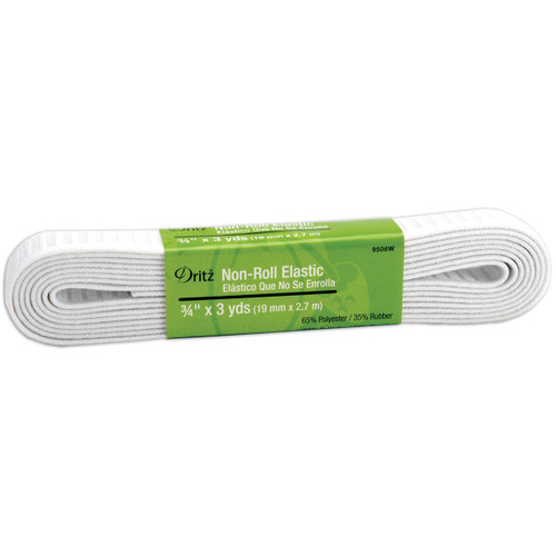 6 Pack - Dritz Woven Non-Roll Elastic .75"X3yd-White - 9506-W - 072879095067
