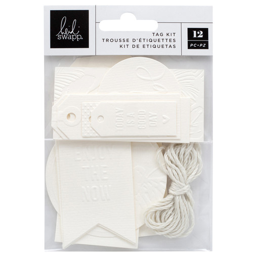 3 Pack - Heidi Swapp Art Walk Embossed Tag Kit 12/Pkg-White - HS315367 - 718813153676