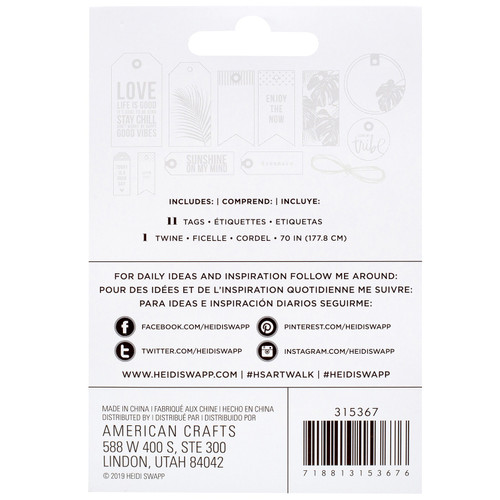 3 Pack - Heidi Swapp Art Walk Embossed Tag Kit 12/Pkg-White - HS315367 3 Pack - Heidi Swapp Art Walk Embossed Tag Kit 12/Pkg-White - HS315367