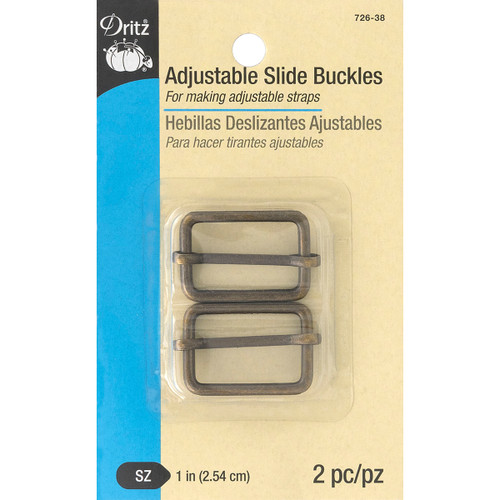 6 Pack - Dritz Adjustable Slide Buckle 1" 2/Pkg-Antique Brass - 726-38 - 072879294897