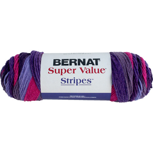 3 Pack - Bernat Super Value Stripes Yarn-Wildberry - 164173-73008 3 Pack - Bernat Super Value Stripes Yarn-Wildberry - 164173-73008