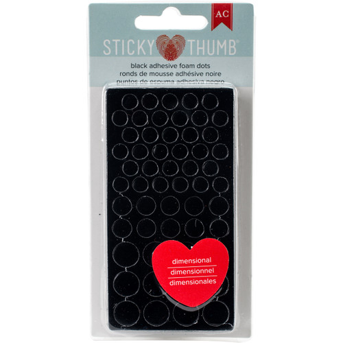 3 Pack - Sticky Thumb Dimensional Adhesive Foam 275/Pkg-Black Dots, Assorted Sizes - ST340054 - 718813400541