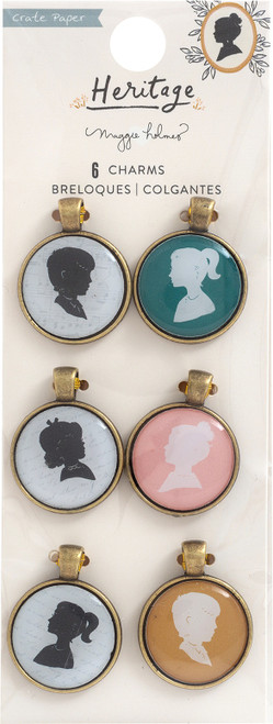 3 Pack - Maggie Holmes Heritage Charm Embellishments 6/Pkg-Epoxy & Metal - 350952 - 718813509527