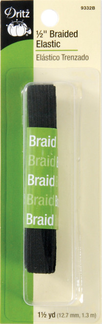 4 Pack - Dritz Braided Elastic 1/2"X1-1/2yd-Black - 9332-B - 072879993325