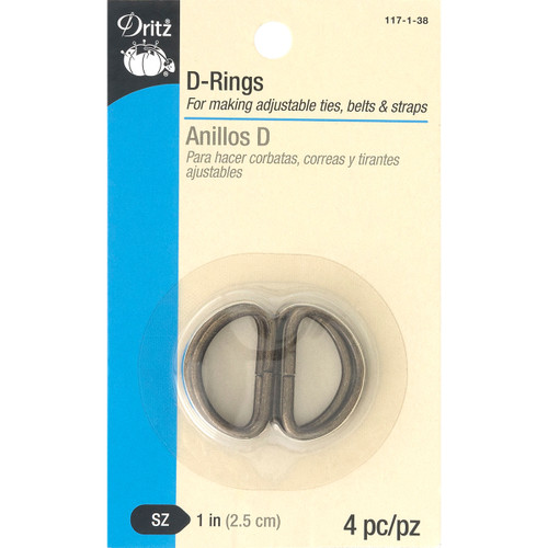 6 Pack - Dritz Metal "D" Rings 1" 4/Pkg-Antique Brass - 117-1-38 - 072879295061