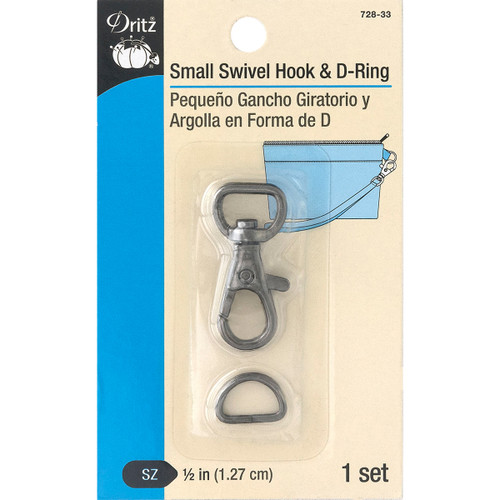 6 Pack - Dritz Small Swivel Hook & D-Ring 1/Set-Gunmetal - 728-33 - 072879294941