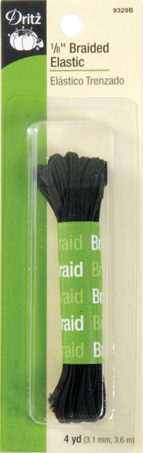 4 Pack - Dritz Braided Elastic 1/8"X4yd-Black - 9329-B - 072879993295