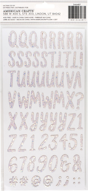 3 Pack - Dear Lizzy Stay Colorful Thickers Stickers 5.5"X11" 151/Pkg-Bonjour Alpha/Multi Glittered Chipboard - 346487