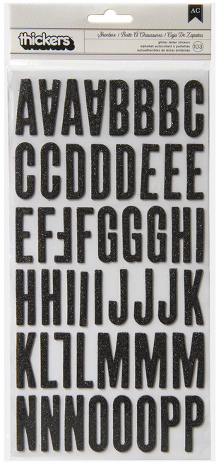 3 Pack - American Crafts Chipboard Alphabet Stickers-Shoe Box-Black Glitter, 103/Pkg - 42881 - 718813428811