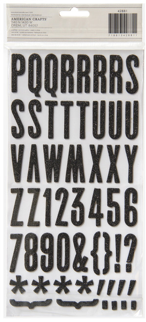 3 Pack - American Crafts Chipboard Alphabet Stickers-Shoe Box-Black Glitter, 103/Pkg - 42881