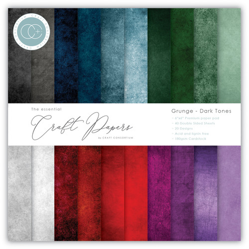 2 Pack - Craft Consortium Double-Sided Paper Pad 6"X6" 40/Pkg-Grunge-Dark Tones, 20 Designs - 5A0027BD-1G9LQ - 5060394626779
