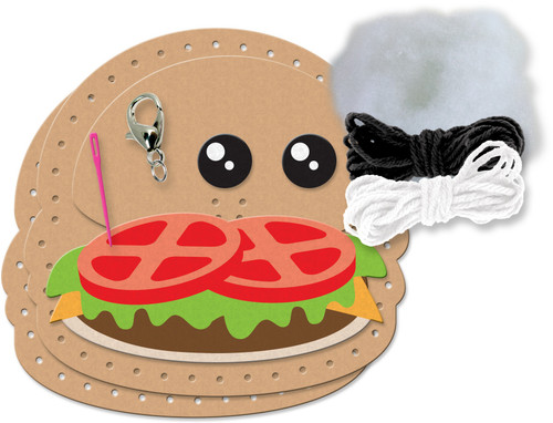 3 Pack - Colorbok Sew Cute! Felt Backpack Clip Kit-Burger - SEWMINI-73961